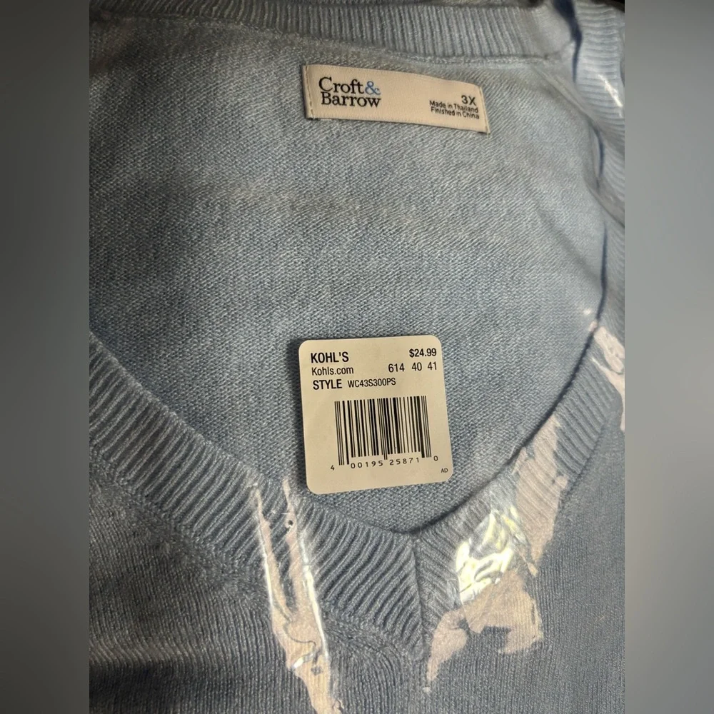 New Croft & Barrow women’s extra soft v neck sweater 3X 24 26 - Picture 2 of 4